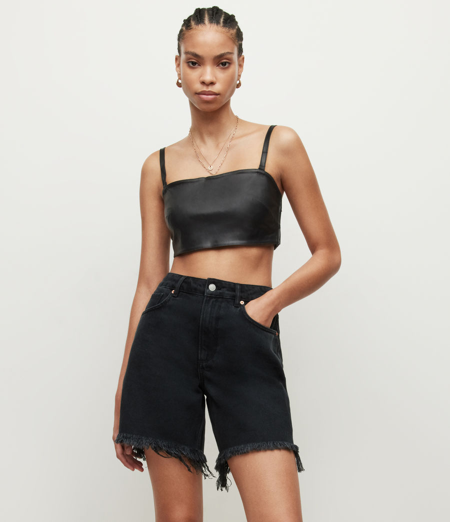 Women's Betsy Leather Bandeau Top (black) - Image 1