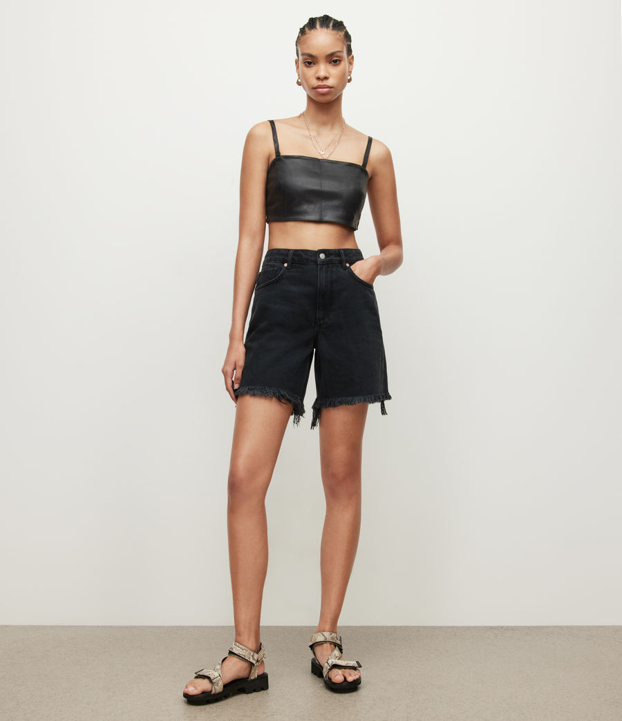 Womens Betsy Leather Bandeau Top (black) - Image 3