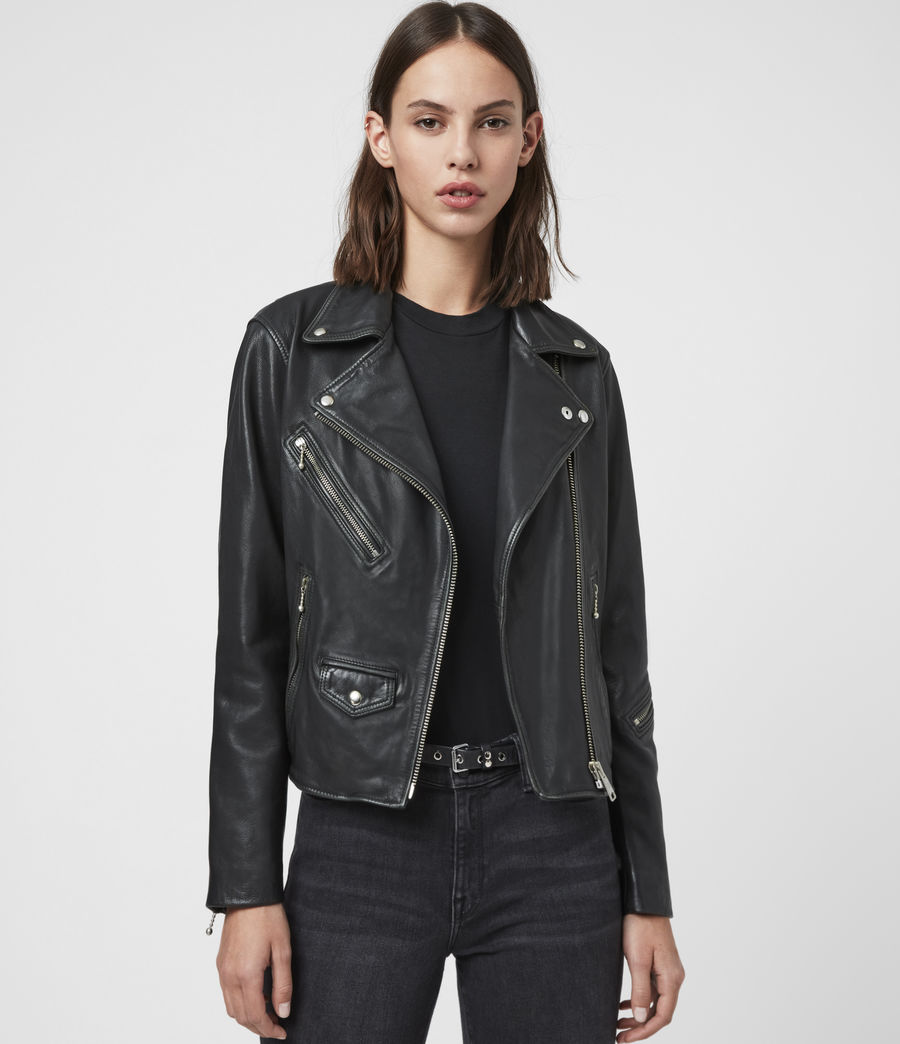 ALLSAINTS UK: Womens Riley Leather Biker Jacket (black_grey)