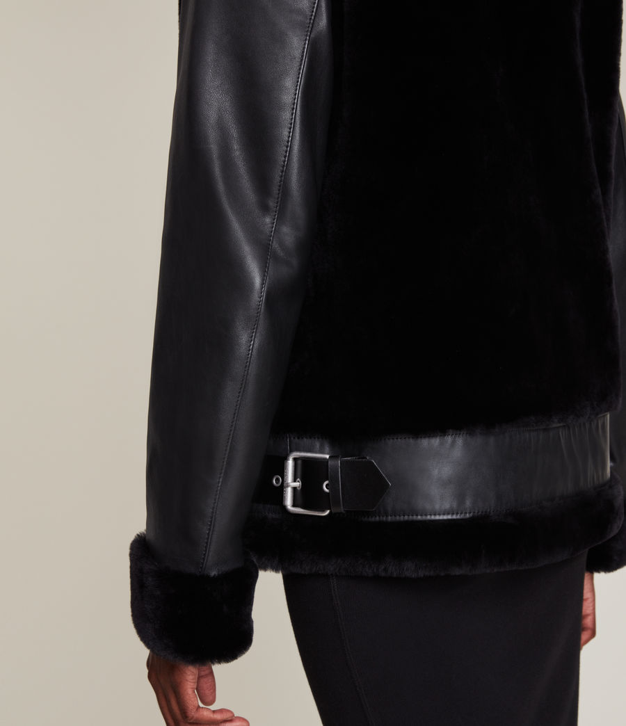 Women's Bexley Shearling Jacket (black) - Image 6