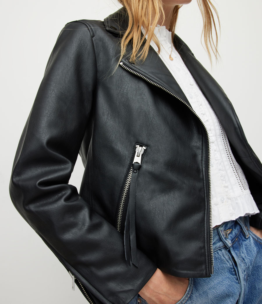 Damen Dalby Faux Biker Jacket (black) - Image 4