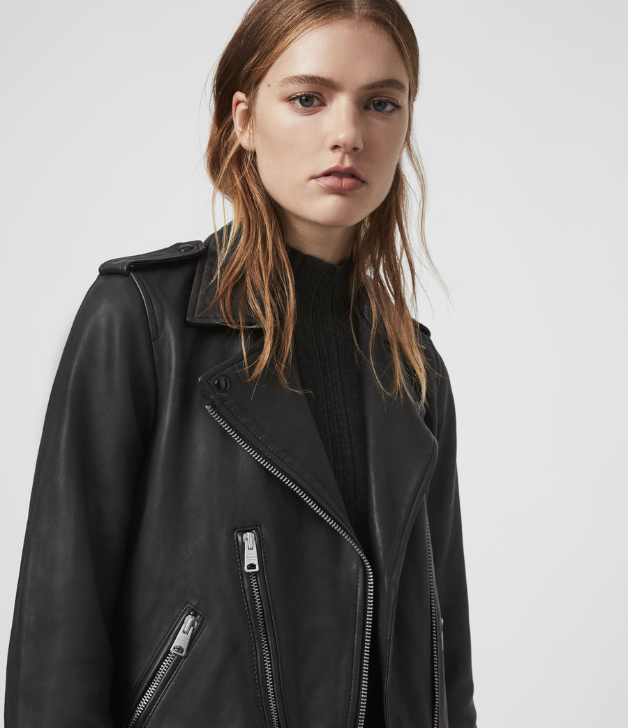 ALLSAINTS UK: Womens Elva Leather Biker Jacket (black)