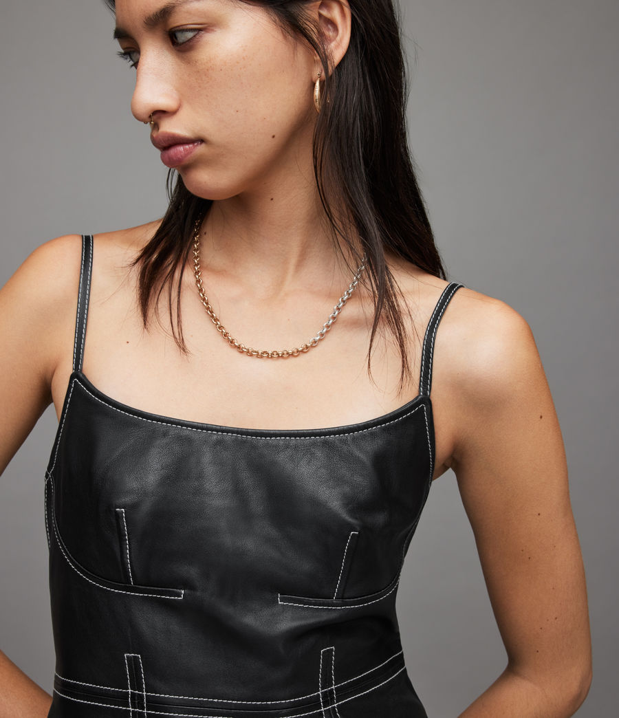 Women's Olivia Leather Mini Dress (black) - Image 2