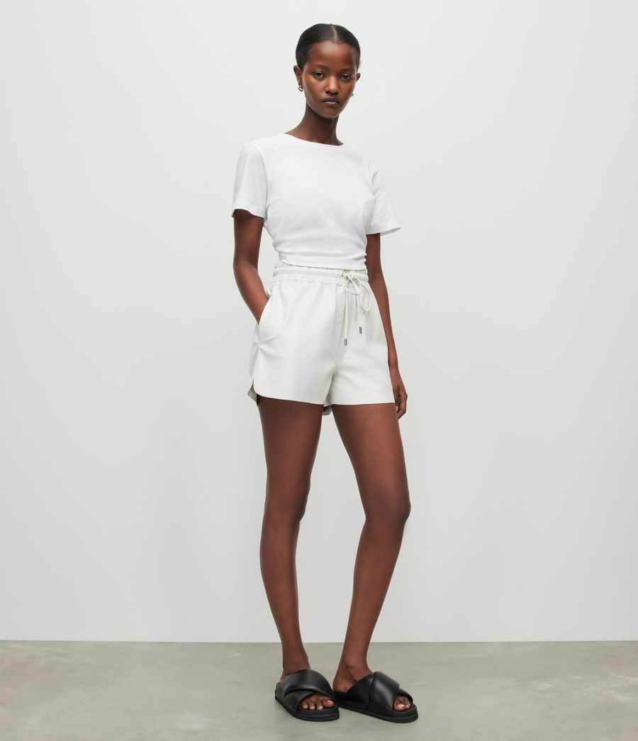 Womens Shana Leather Shorts (white) - Image 4