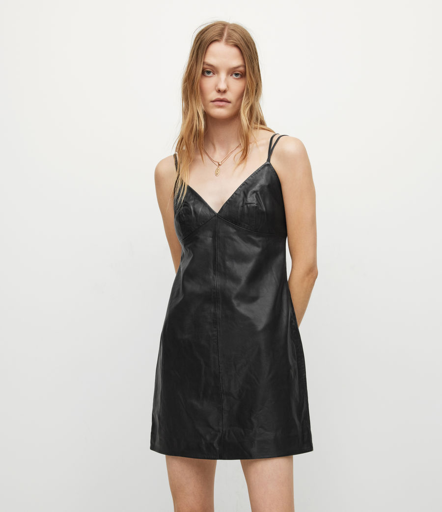Women's Sloane Leather Slip Mini Dress (black) - Image 1