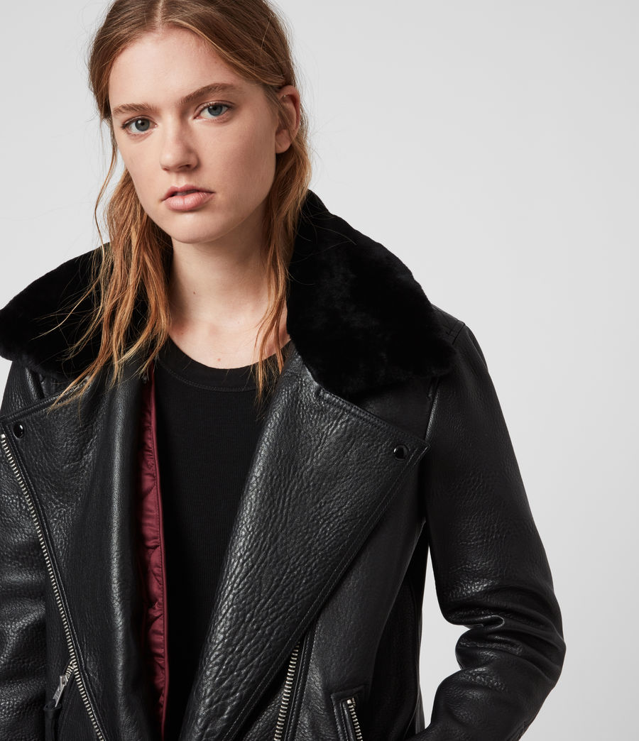 ALLSAINTS US: Womens Maizie 2-in-1 Leather Biker Jacket (black)