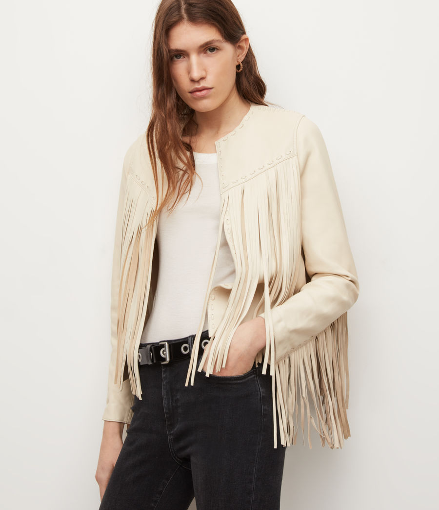 ALLSAINTS US: Womens Astral Leather Tassel Jacket (off_white)