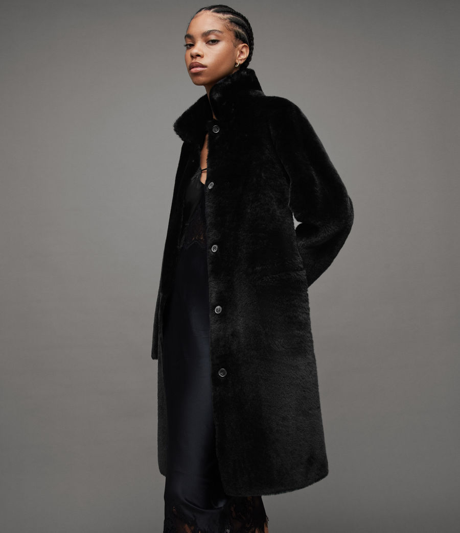 Women's Serra Reversible Shearling Coat (black) - Image 3