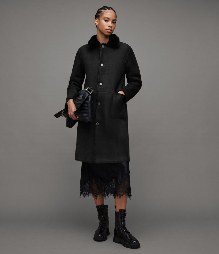 Women's Serra Reversible Shearling Coat (black) - Image 4