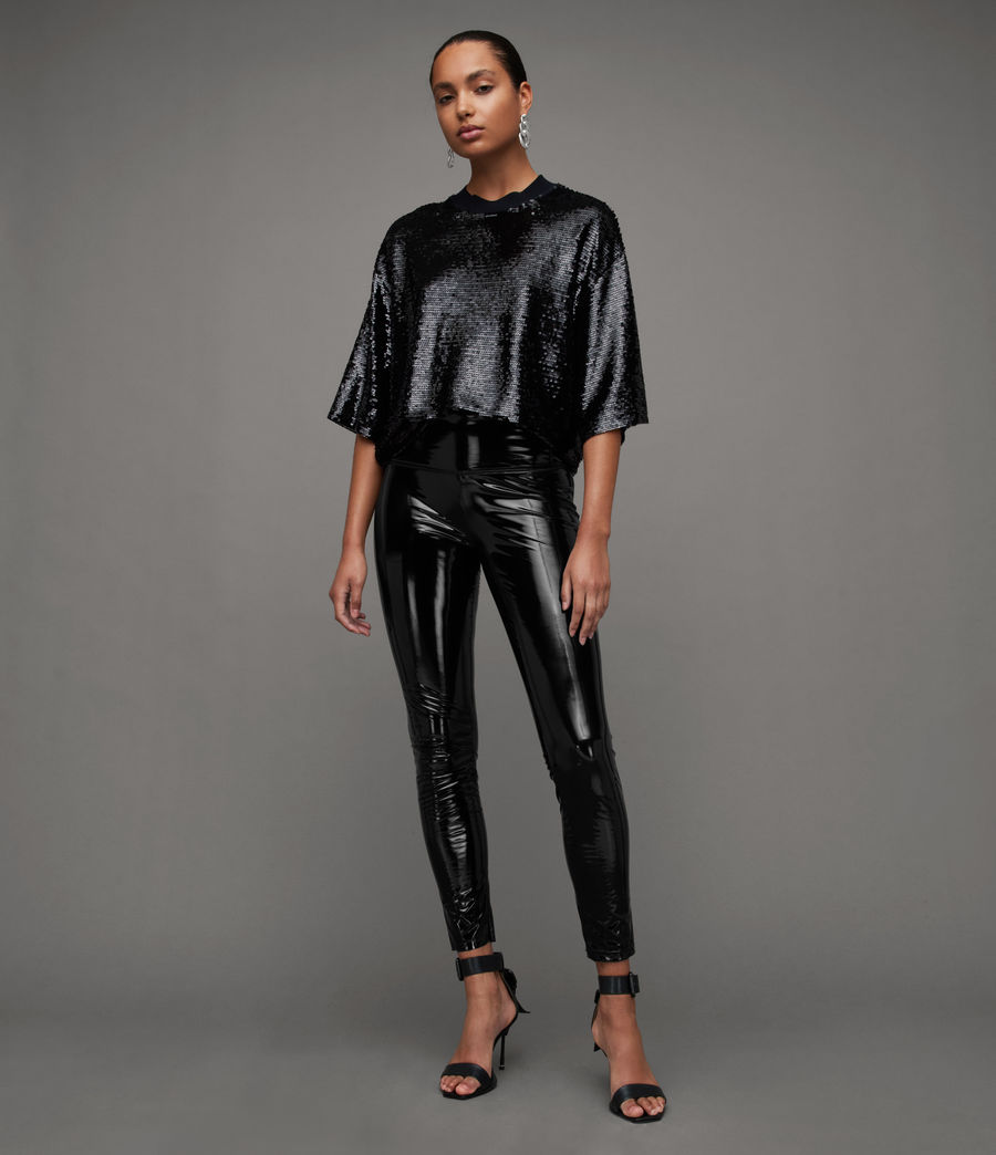 Women's Cora Shine Leather-Look Leggings (black) - Image 4