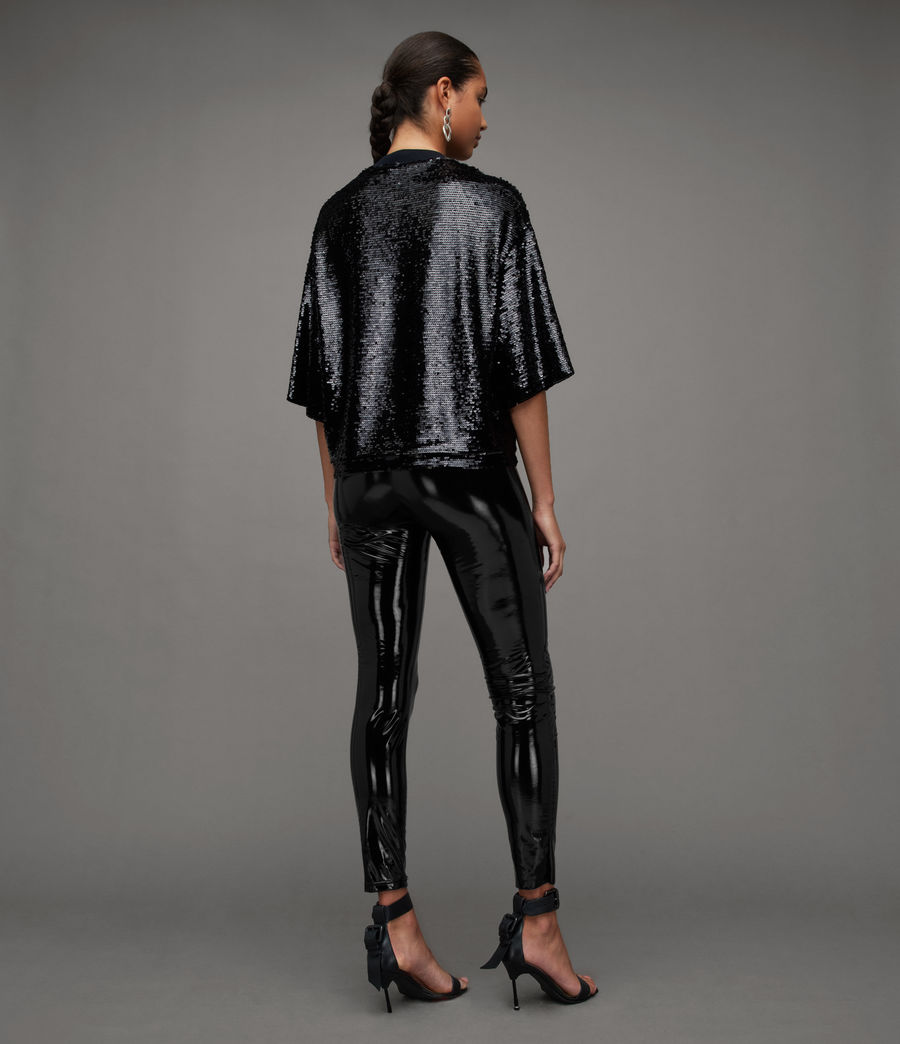 Womens Cora Shine Leather-Look Leggings (black) - Image 5