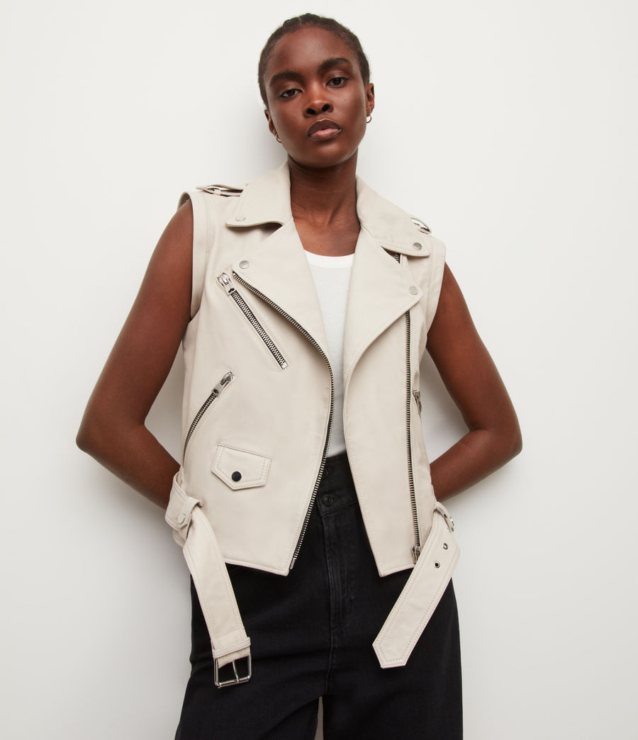 Women's Morgan 2-In-1 Leather Biker Jacket (white) - Image 1