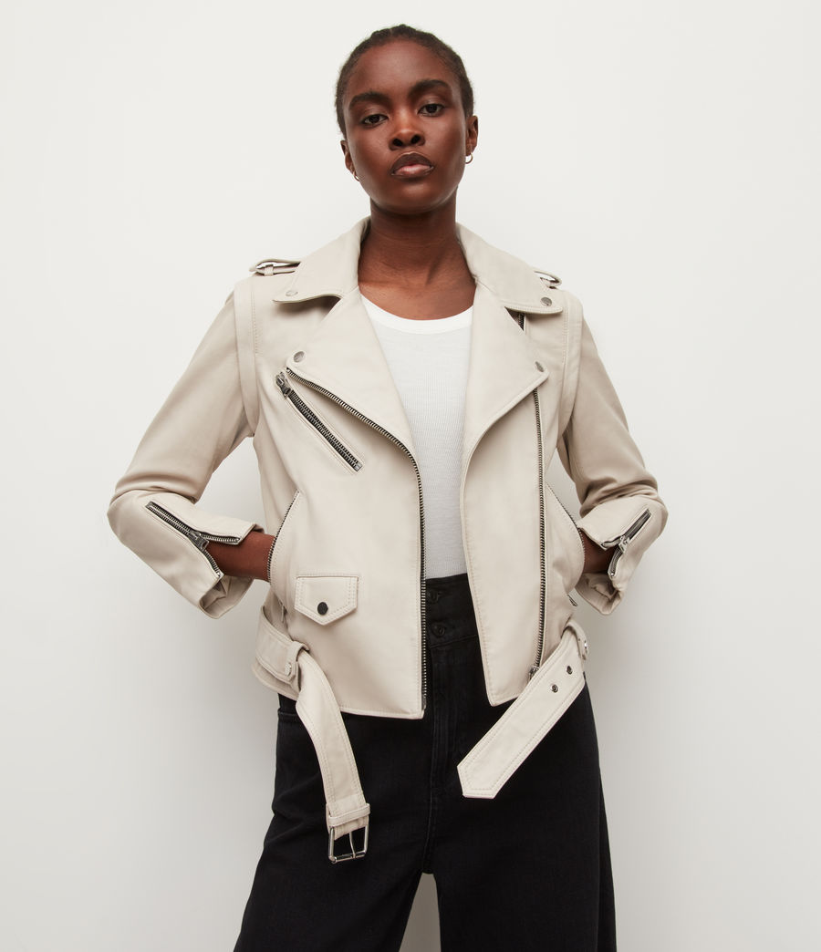 Women's Morgan 2-In-1 Leather Biker Jacket (white) - Image 3