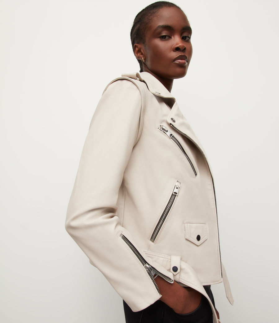 Women's Morgan 2-In-1 Leather Biker Jacket (white) - Image 4