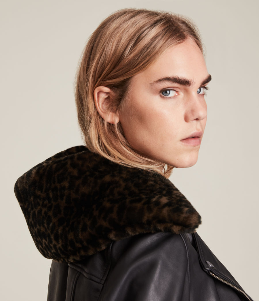 Womens Leopard Shearling Collar (leopard_brown) - Image 4