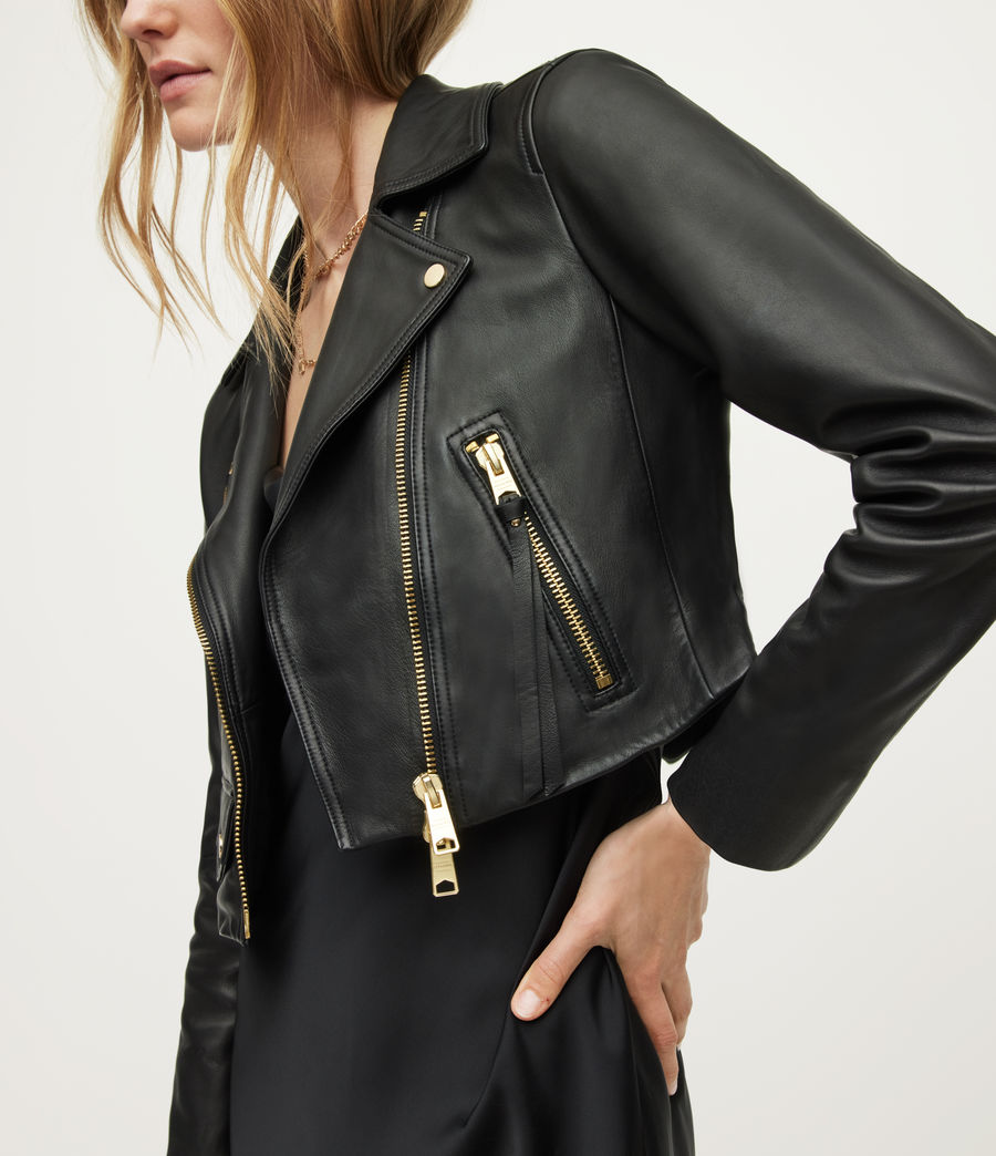 Women's Elora Leather Biker Jacket (black) - Image 2