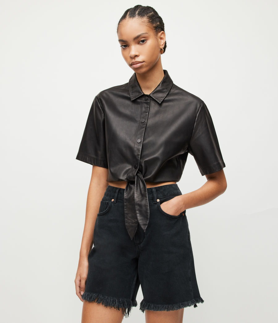 Women's Evady Leather Shirt (black) - Image 1