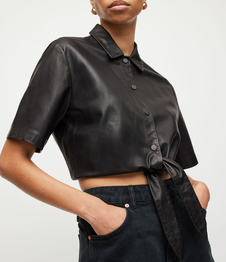 Women's Evady Leather Shirt (black) - Image 2
