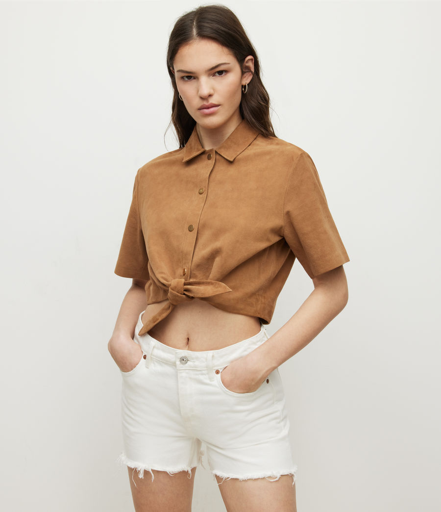 Femmes Evady Suede Shirt (tan_brown) - Image 1