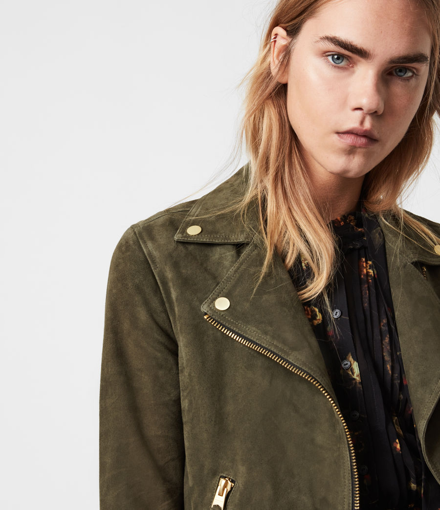 green suede biker jacket