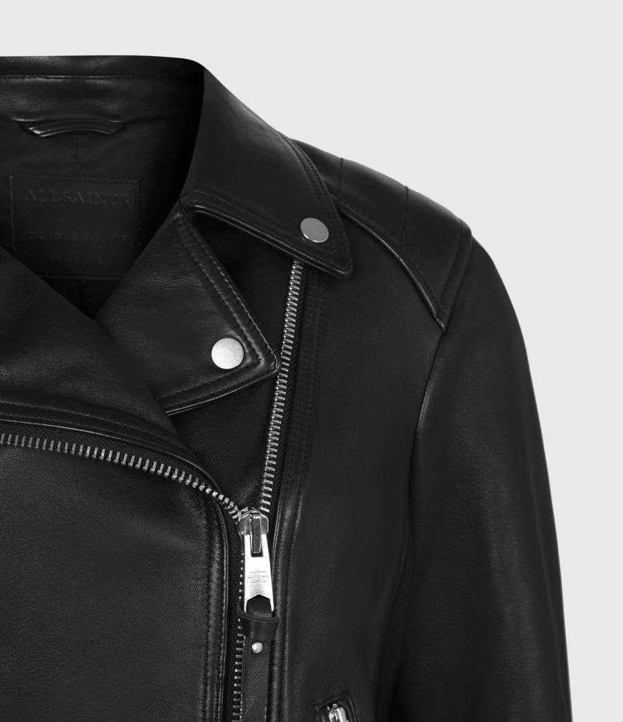 Women's Neve Quilted Leather Biker Jacket (black) - Image 5