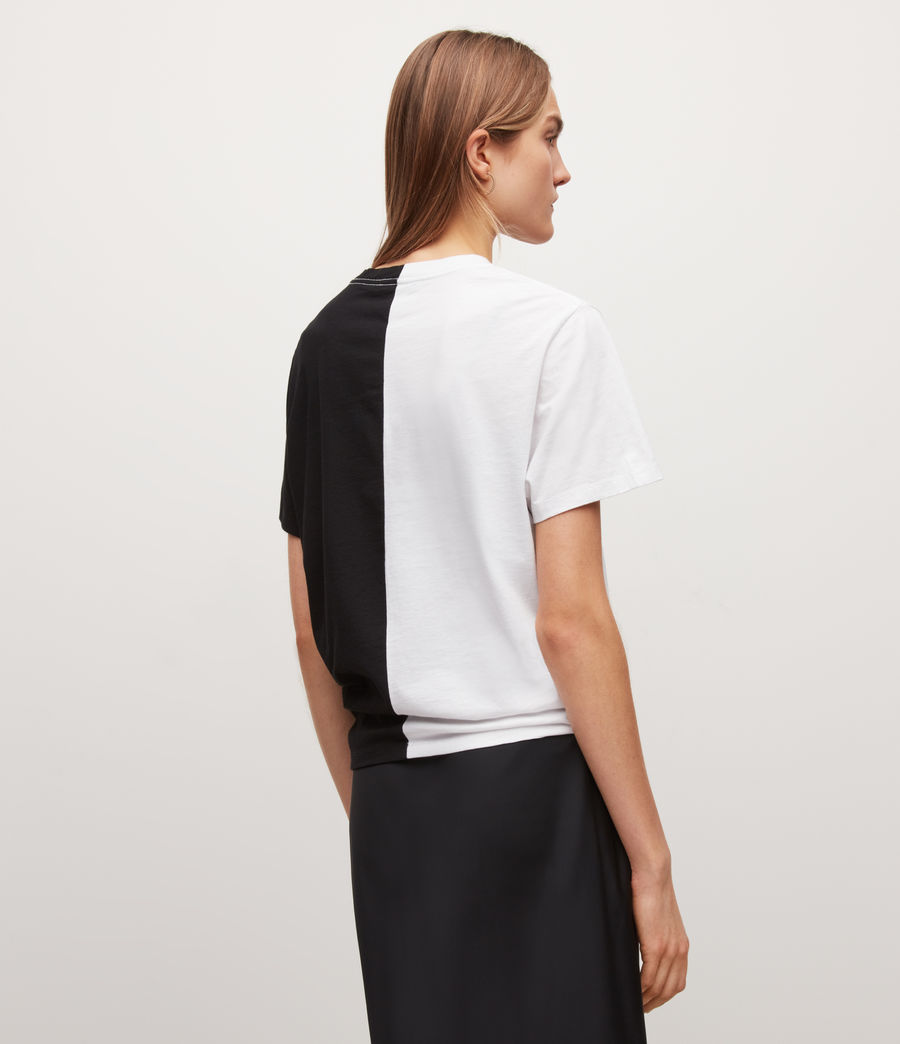 Women's Split Date Block T-Shirt (optic_white_black) - Image 5