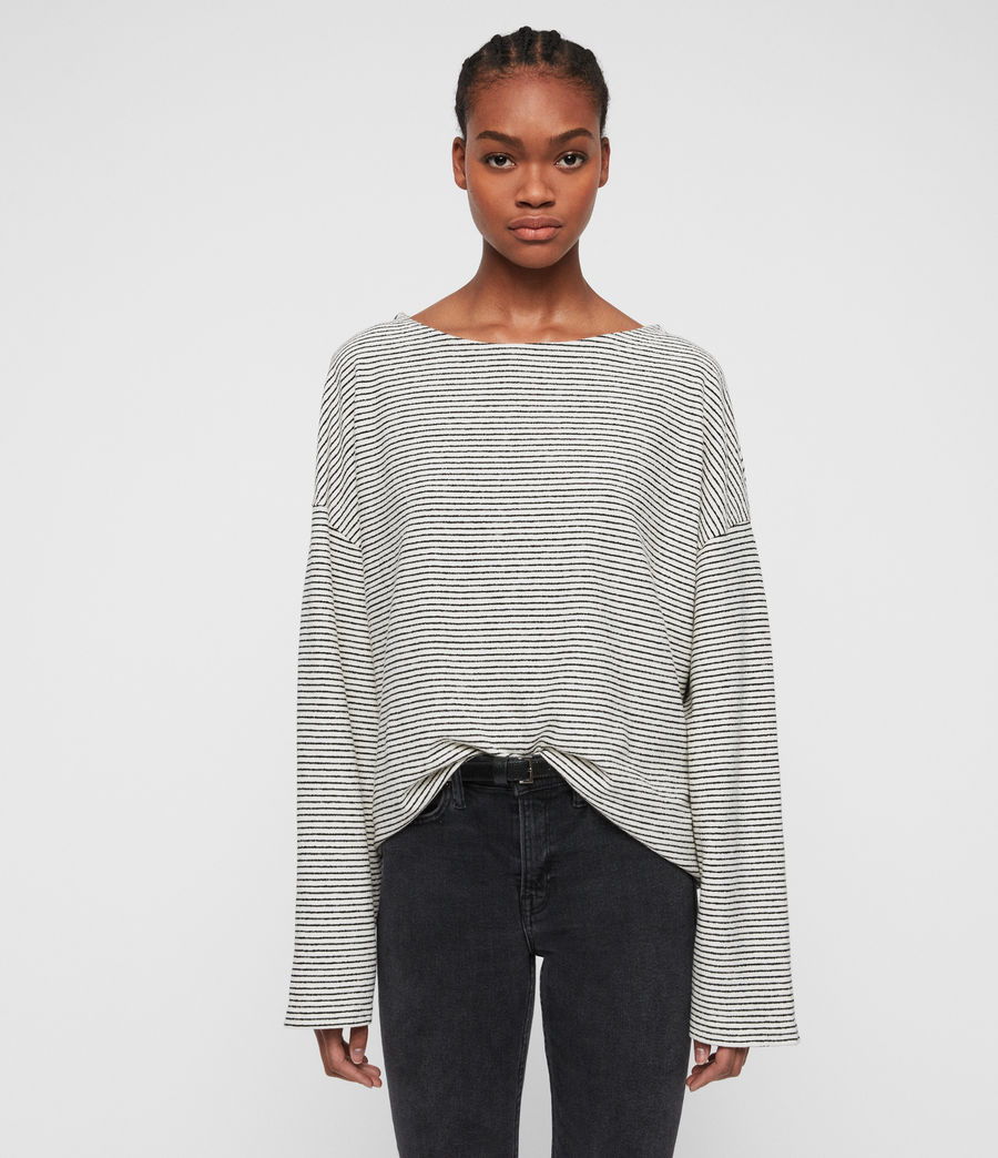 all saints striped sweatshirt