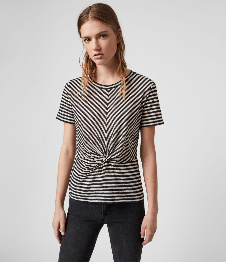 ALLSAINTS UK: Womens Jess Stripe Short Sleeve T-Shirt (chalk_ink_blue)