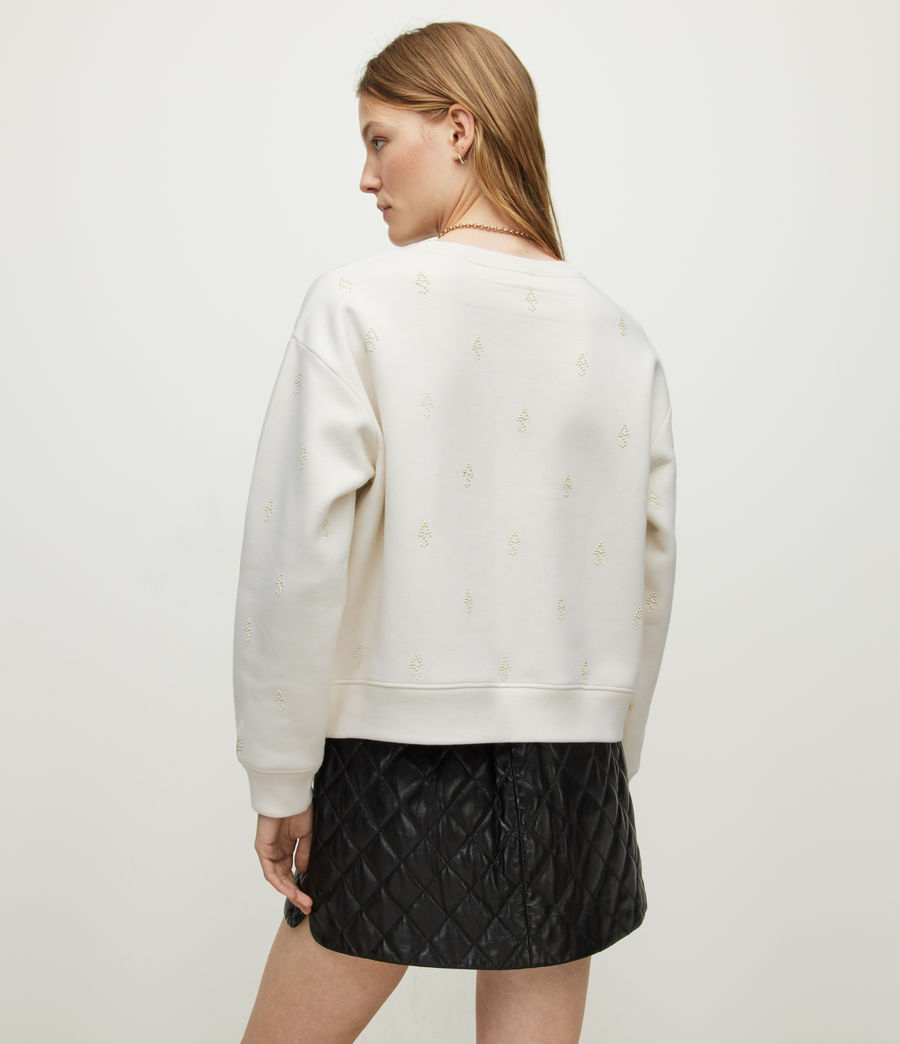 Women's Pippa Embellished Pearl Sweatshirt (windchime_white) - Image 4