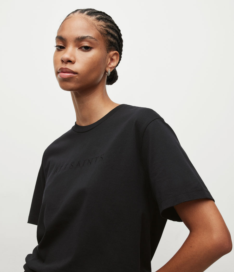Women's Pippa Embroidered Boyfriend T-Shirt (black) - Image 2