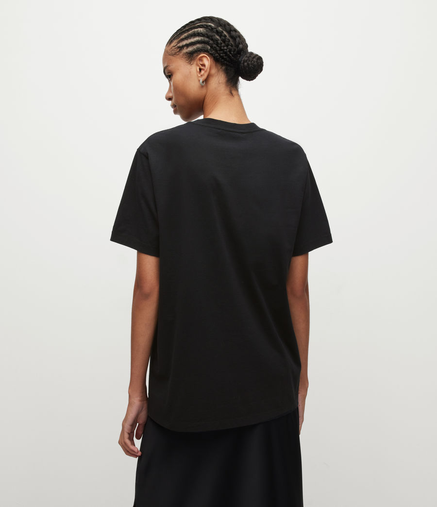 Women's Pippa Embroidered Boyfriend T-Shirt (black) - Image 5
