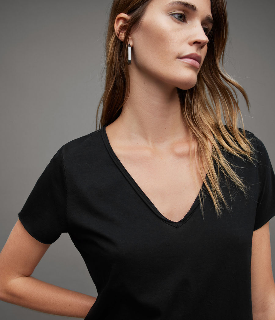 Femmes T-Shirt à Manches Courtes & Col V Emelyn Tonic (jet_black) - Image 2