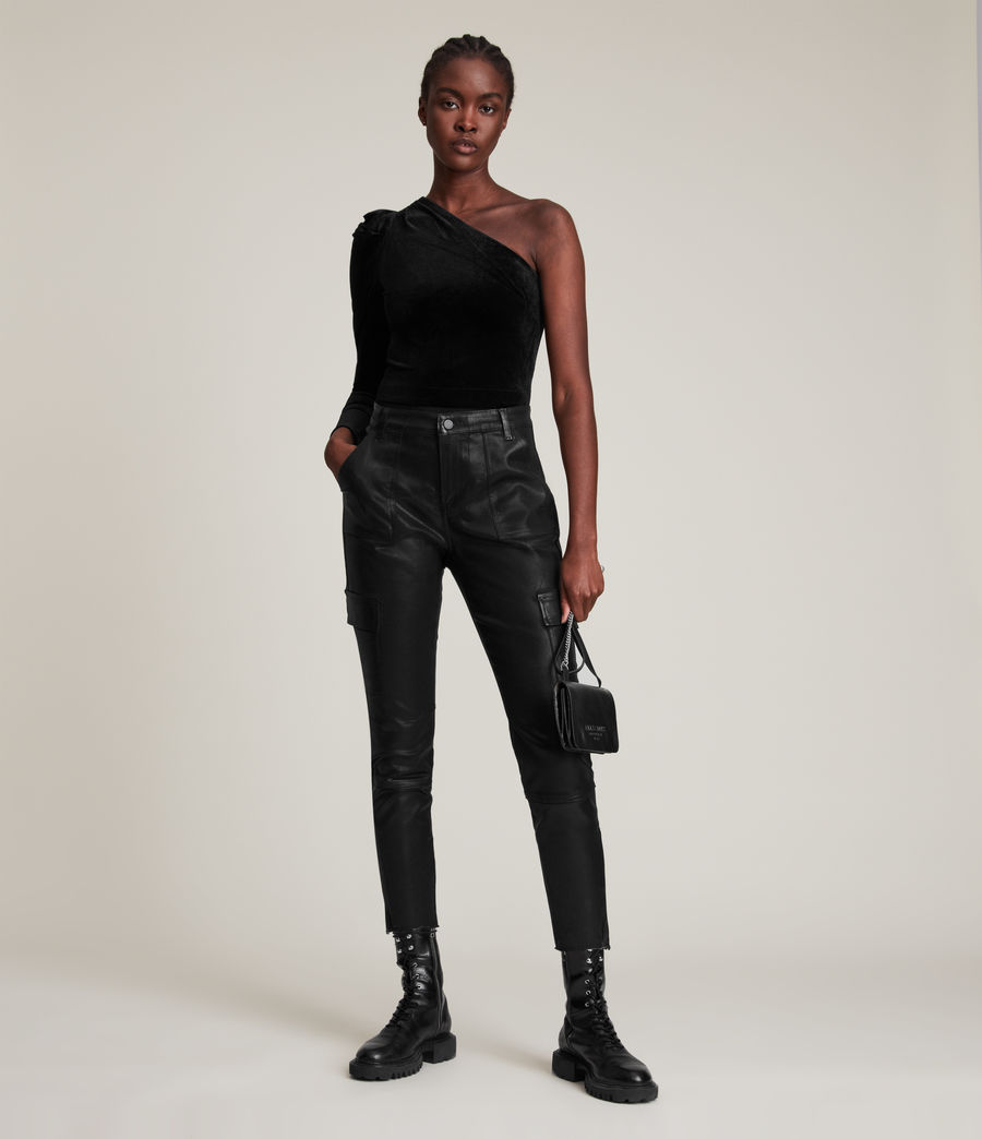 Womens Daphne Velvet Bodysuit (black) - Image 4