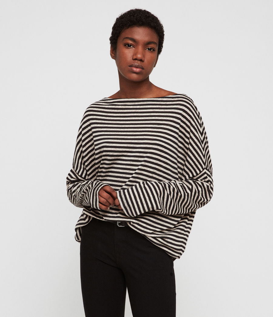 allsaints rita stripe oversize tee