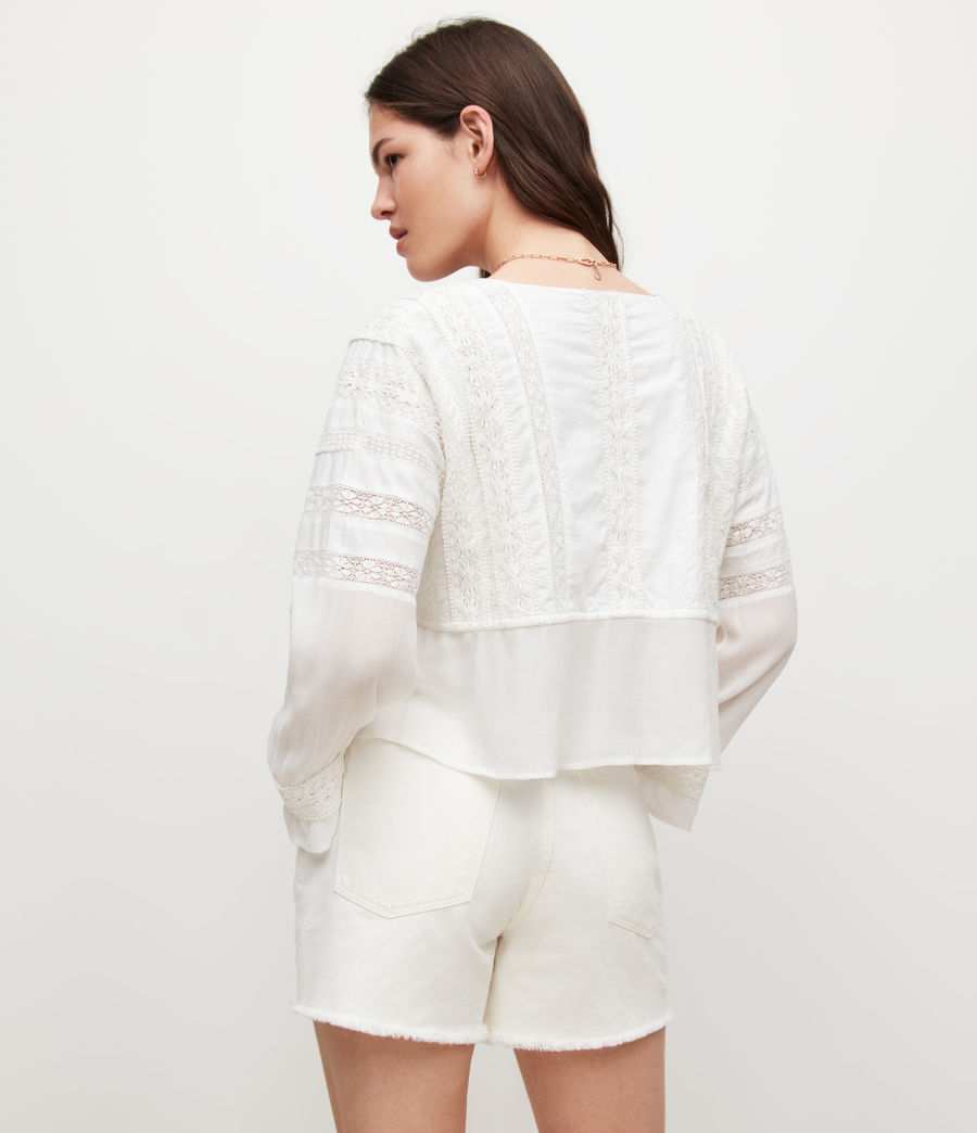 Women's Chlo Broderie Top (chalk_white) - Image 4