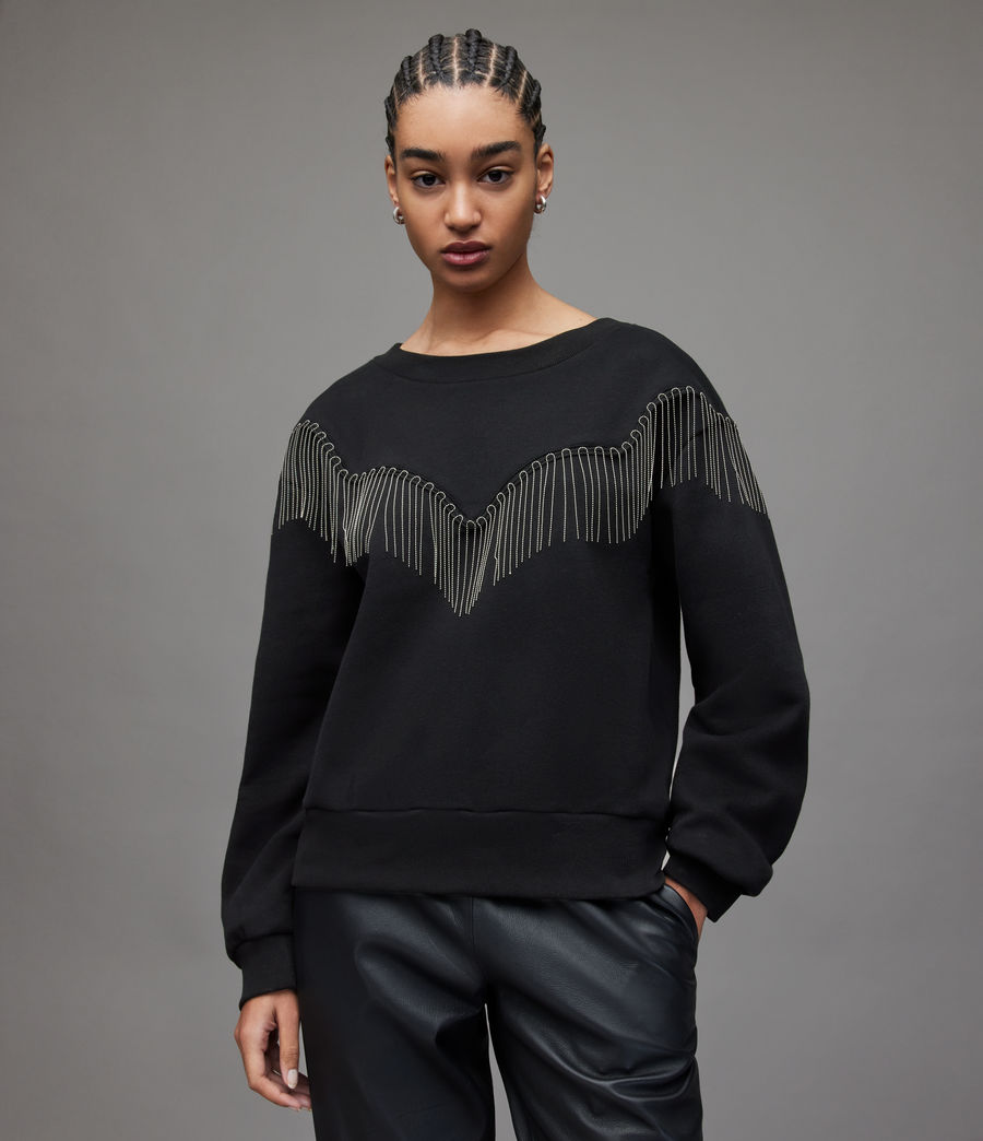 Women's Tassel Jaine Sweatshirt (black) - Image 1
