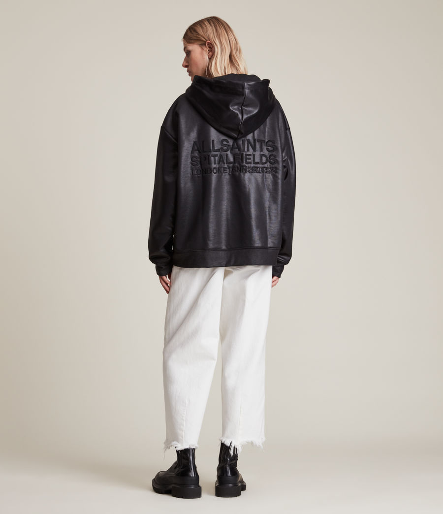 Women's AllSaints Chlo Coated Zip Hoodie (coated_black) - Image 6