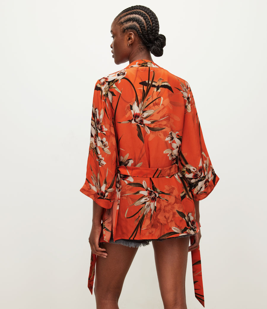 Women's Carina Dorada Silk Blend Kimono (flame_orange) - Image 5
