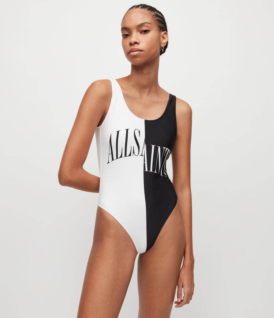 Womens Mia Split Saints Swimsuit (black_white) - Image 2