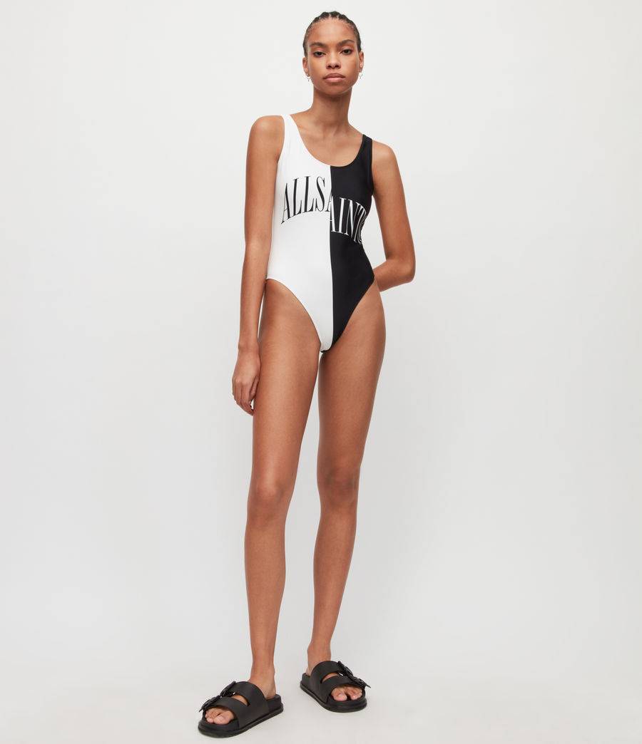 Womens Mia Split Saints Swimsuit (black_white) - Image 3