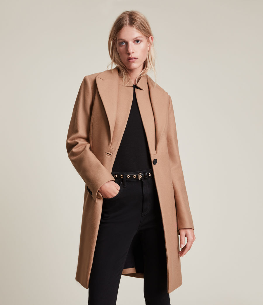 Women's Lyris Recycled Wool-Cashmere Blend Coat (camel_brown) - Image 3