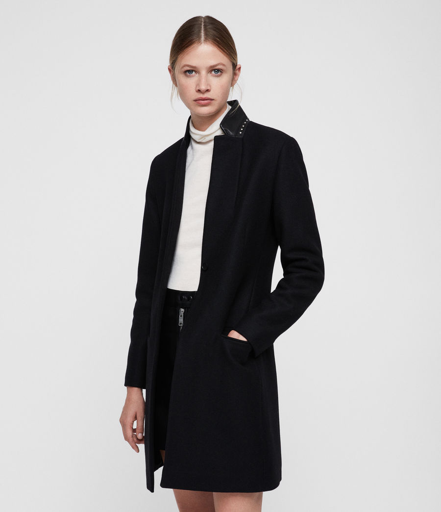 ALLSAINTS UK: Womens Leni Stud Coat (black)