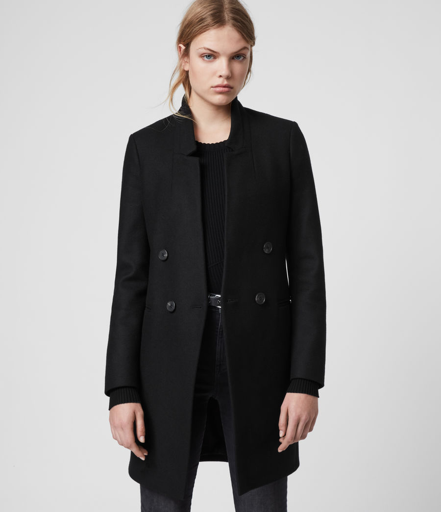 ALLSAINTS US: Womens Adrea Cashmere Blend Coat (black)