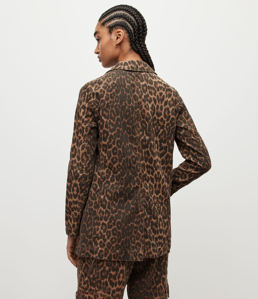 Womens Aleida Linen Blend Leopard Print Blazer (brown) - Image 6