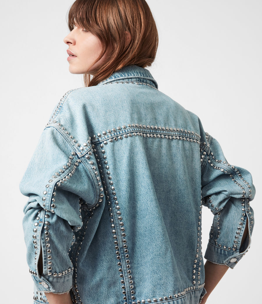 ALLSAINTS UK: Womens Bella Studded Denim Jacket (vintage_indigo)