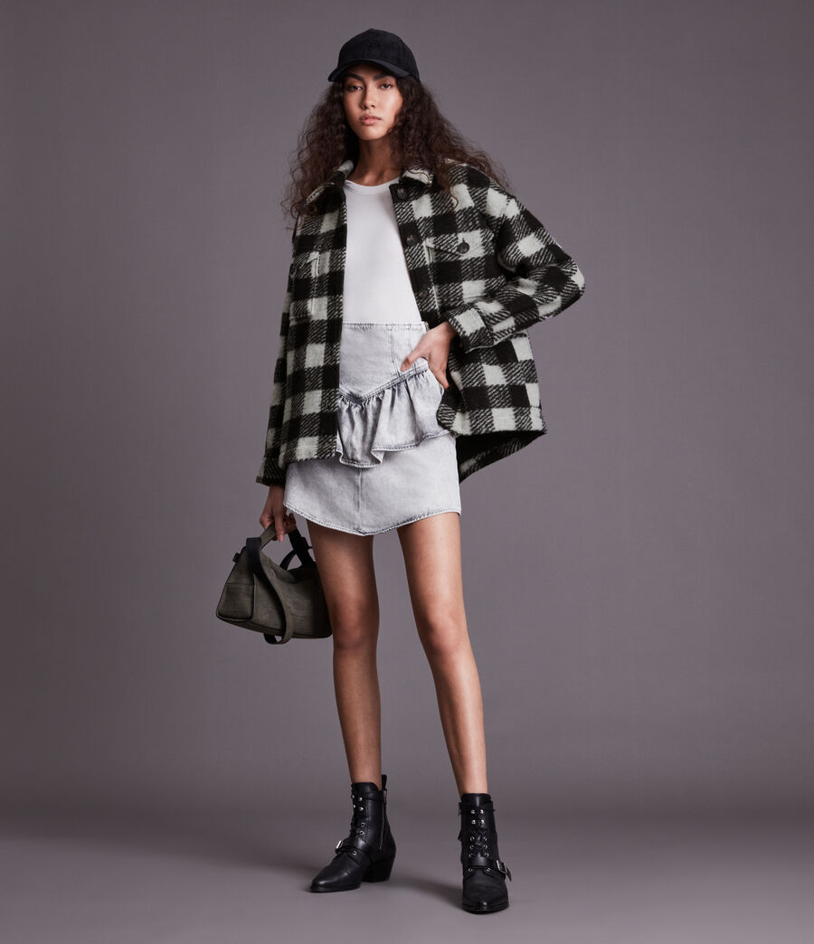 wool check jacket womens