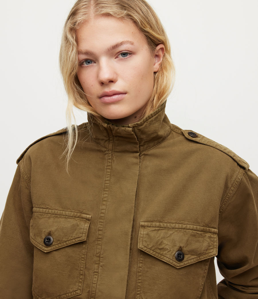 Damen Cadie Linen Blend Military Jacket (khaki_green) - Image 2