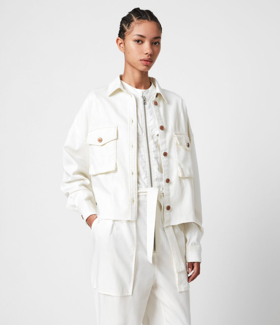 white denim shirt jacket