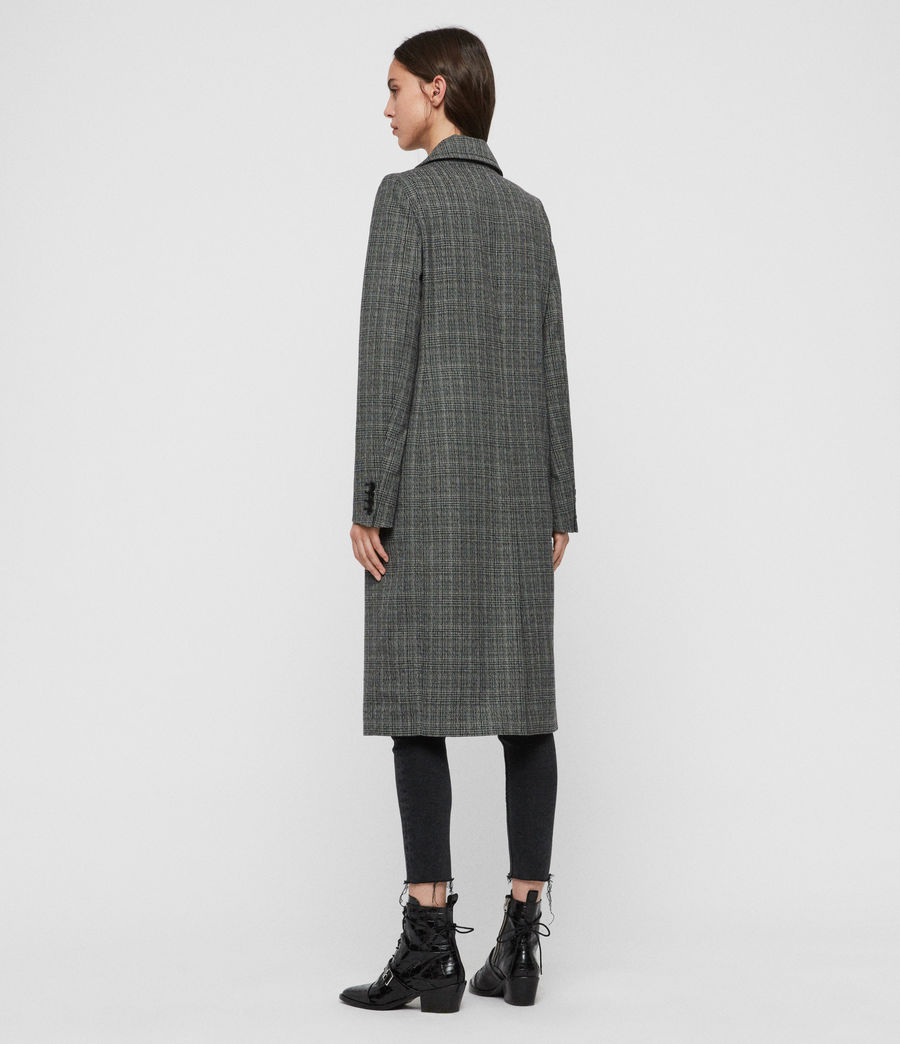 black and white check coat womens