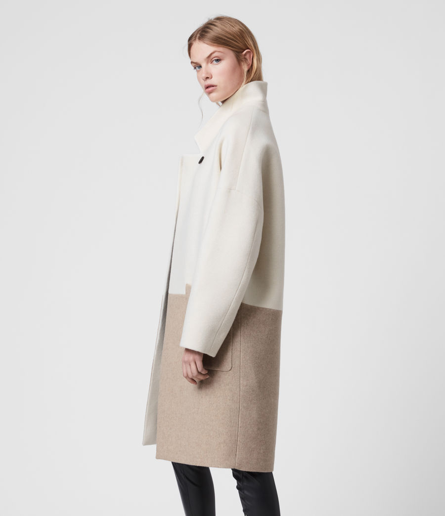 ALLSAINTS UK: Womens Rylee Coat (ecru_white_brown)
